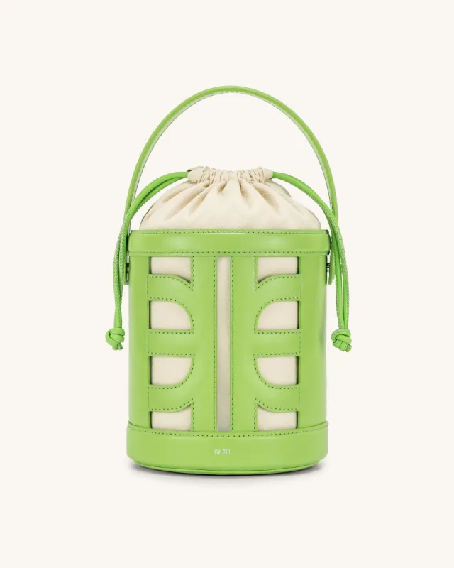 FEI Leather Cutout Bucket Bag -  Lime Green sold by JW PEI