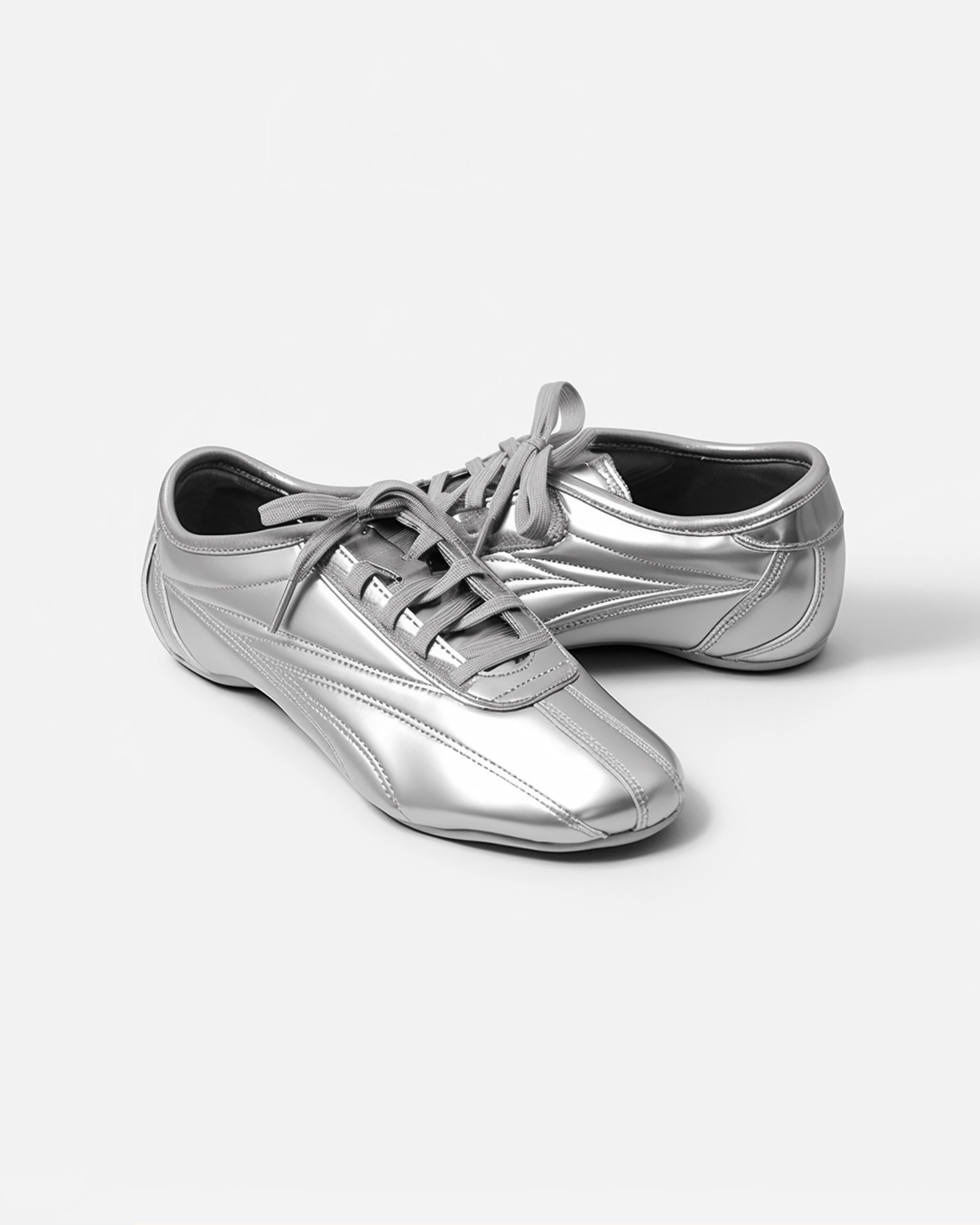 Metallic Low Top Ballerina Sneakers - Silver sold by JW PEI