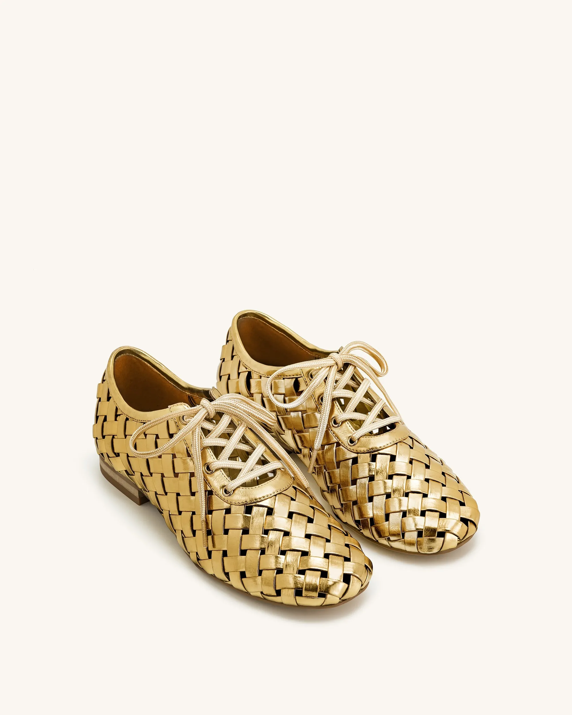 Kayla Weave Strap Flat Shoes - Gold sold by JW PEI