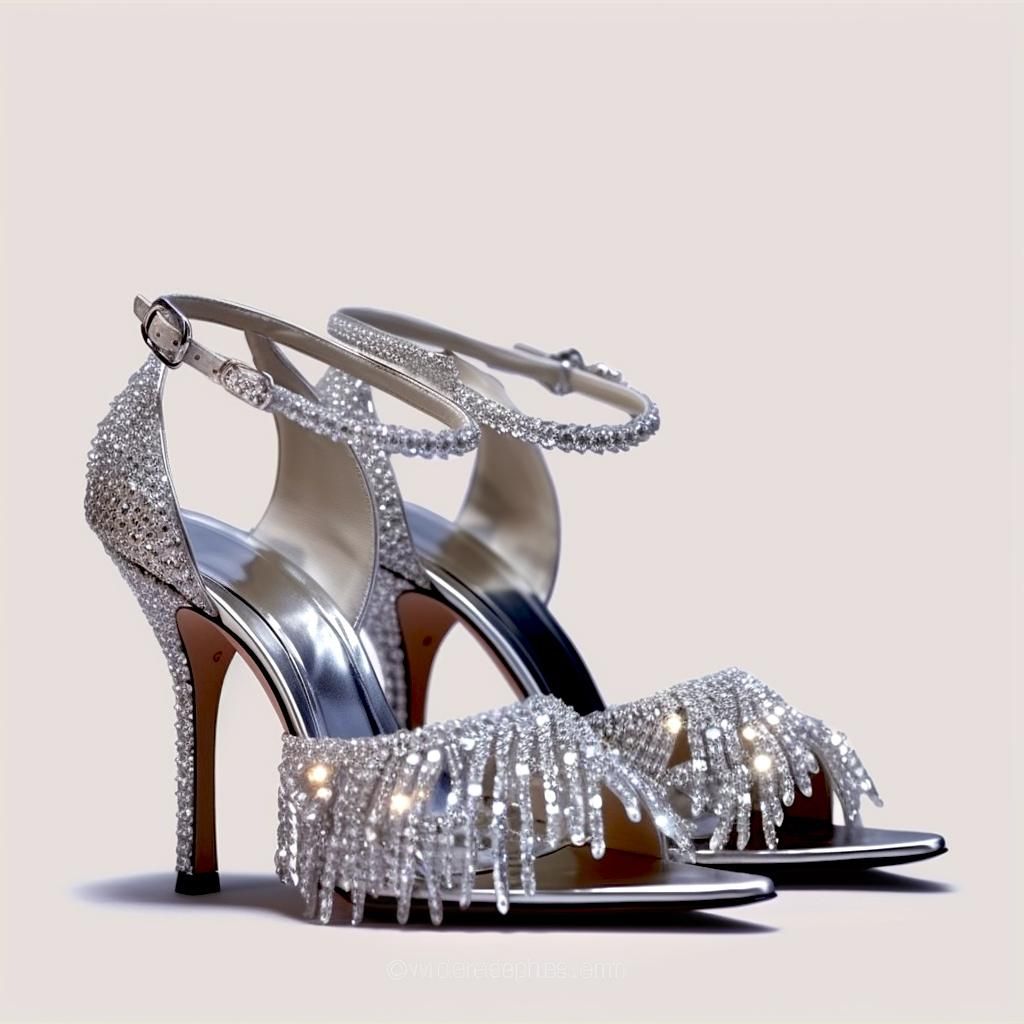 Zaria Artificial Crystal Strap Heel Sandals - Silver sold by JW PEI