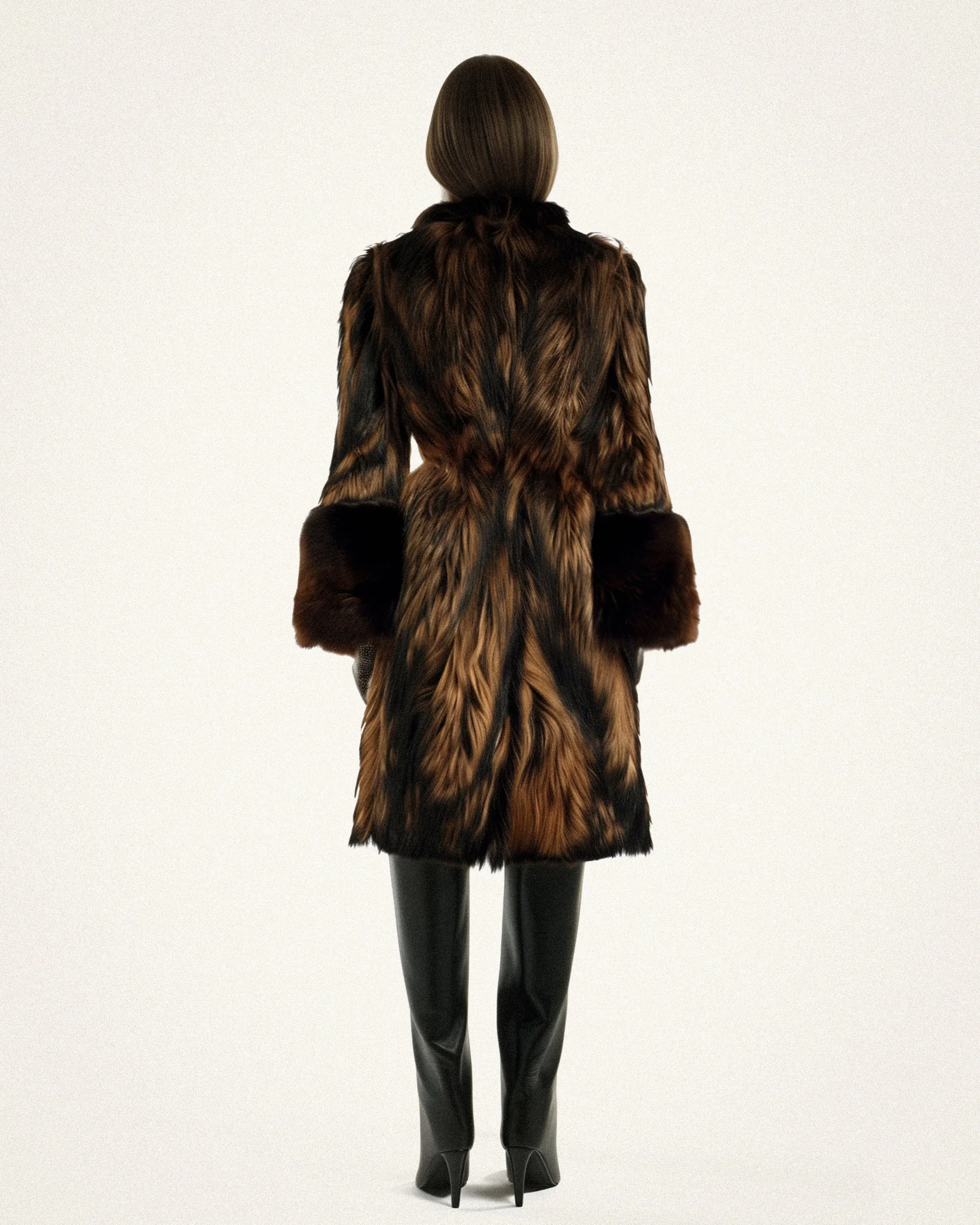 Olivia Long Faux Fur Coat - Brown sold by JW PEI product image thumbnail 2