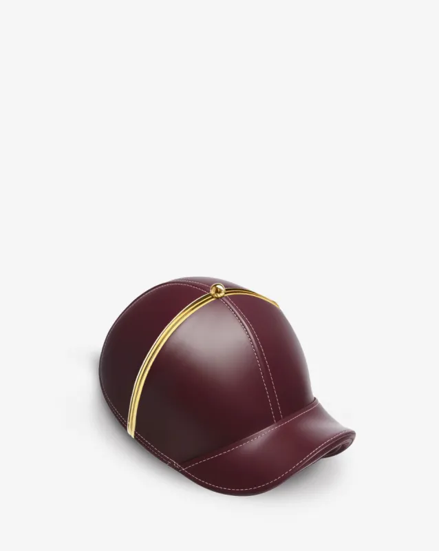 Olivia Sculpted Leather Cap - Burgundy sold by JW PEI