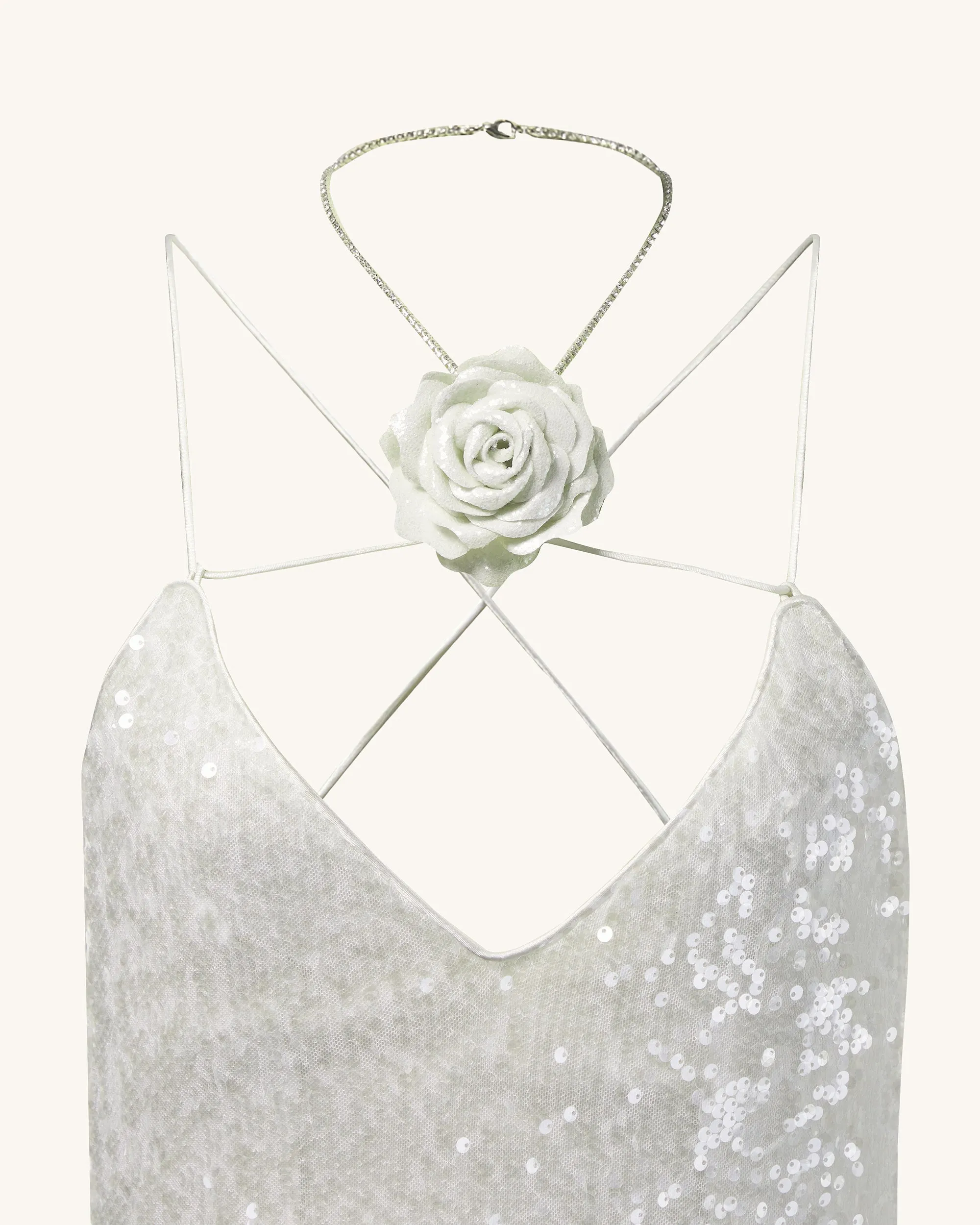 Heisey White Sequinned Rosette Maxi Dress - White sold by JW PEI product image thumbnail 4