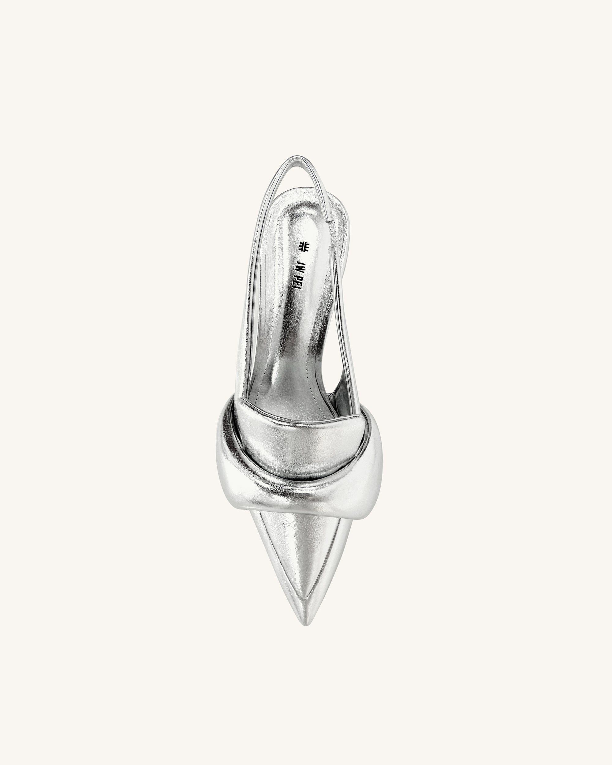 Carla Metallic Soft Padded Kitten Heel Pumps - Silver sold by JW PEI product image thumbnail 2