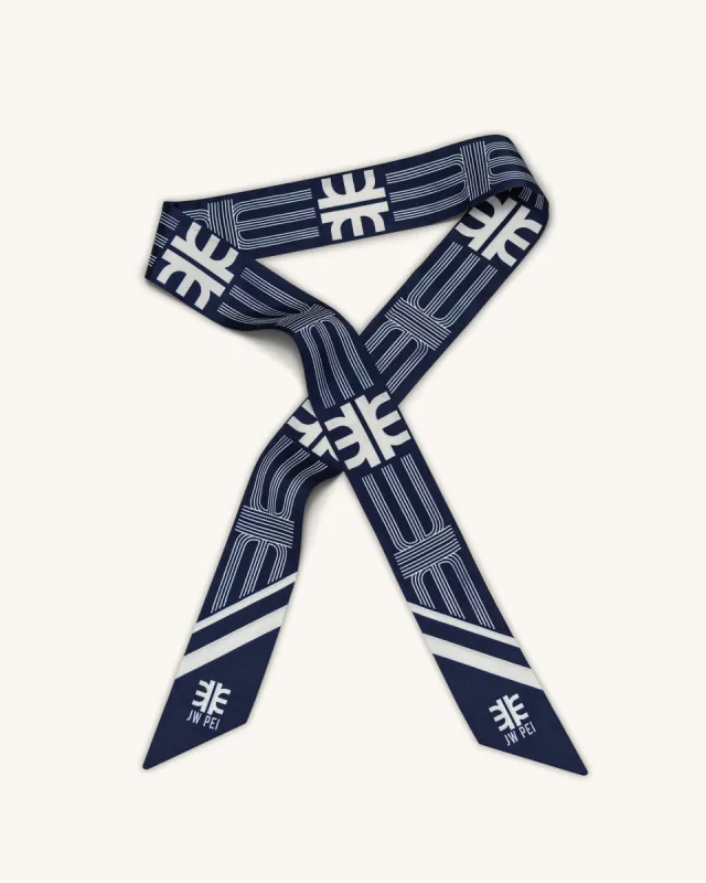 FEI Faux Silk Twill Scarf - Navy sold by JW PEI