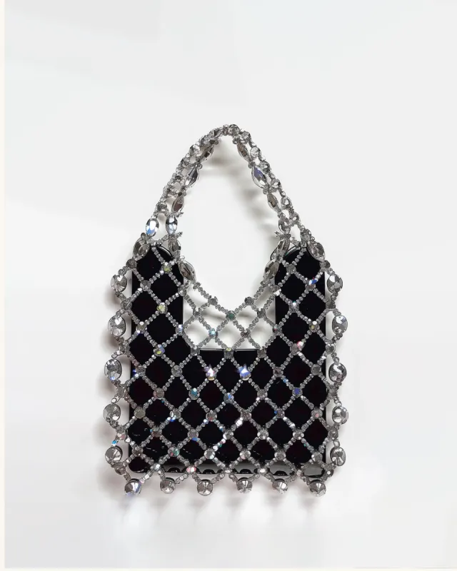 Isabella Crystal Mesh Bag - Black sold by JW PEI