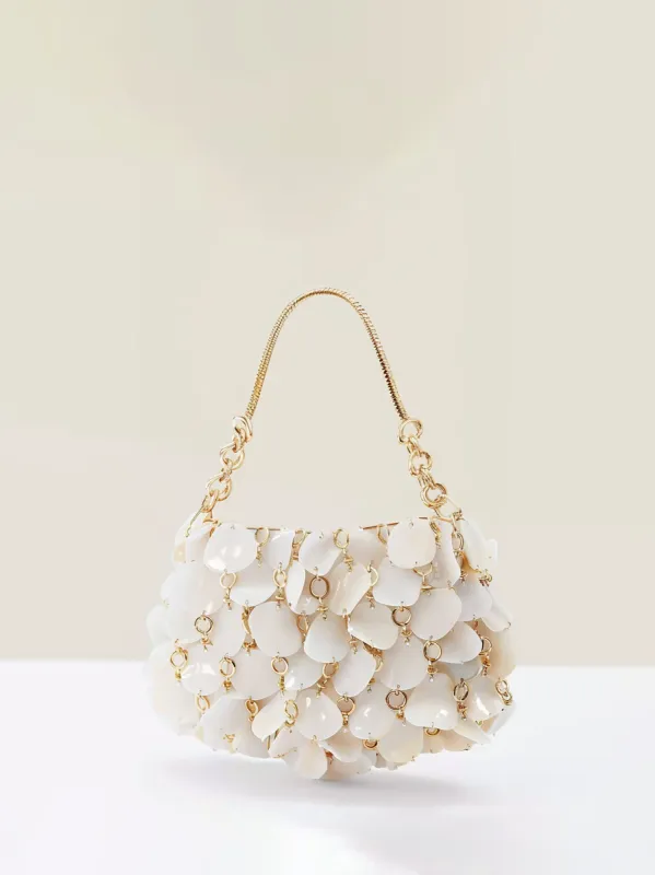 Olivia Floral Sequin Mini Bag - White sold by JW PEI