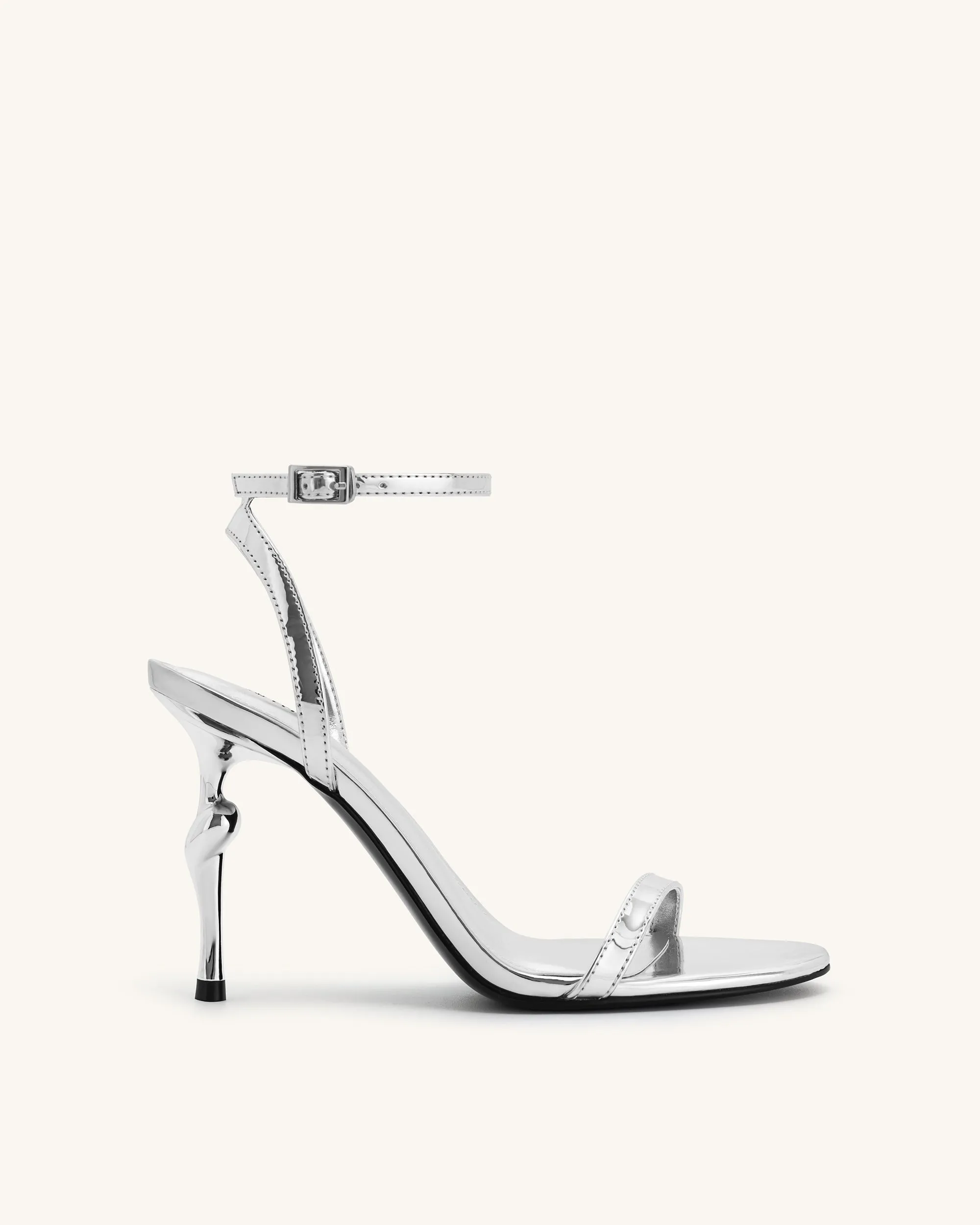 Alivia Gold Metal Heel Sandals - Silver sold by JW PEI