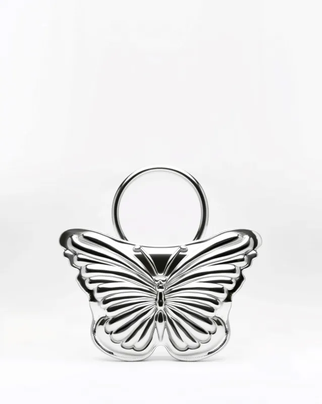 Metallic Butterfly Handbag - Silver sold by JW PEI