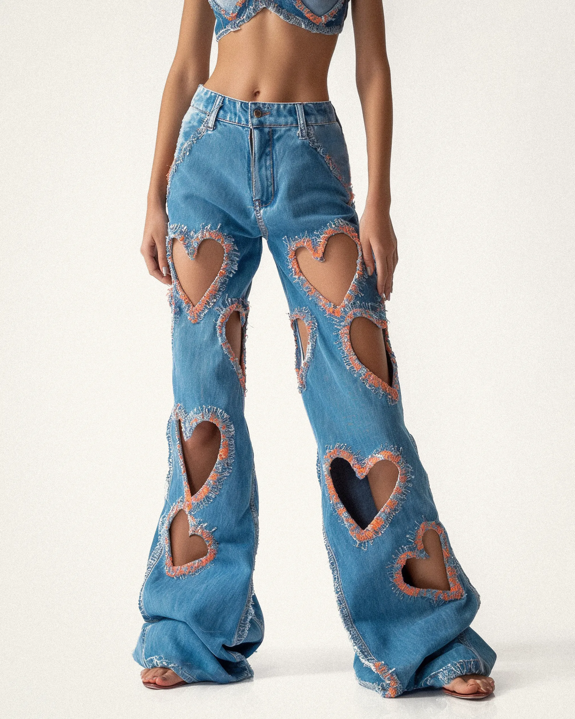 Mia Heart Cut-Out Jeans - Blue sold by JW PEI
