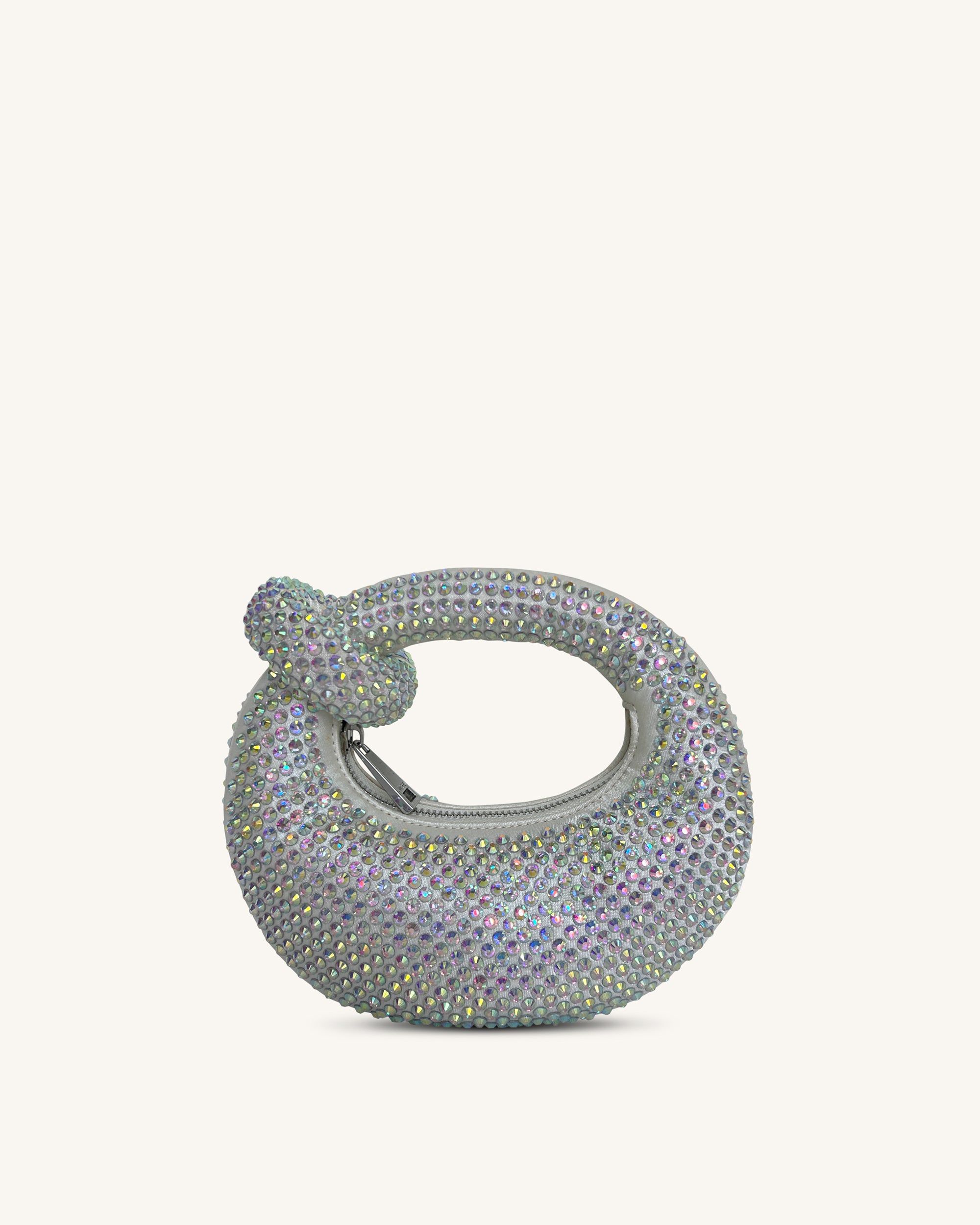 Abacus Artificial Crystal Mini Top Handle Bag - White sold by JW PEI