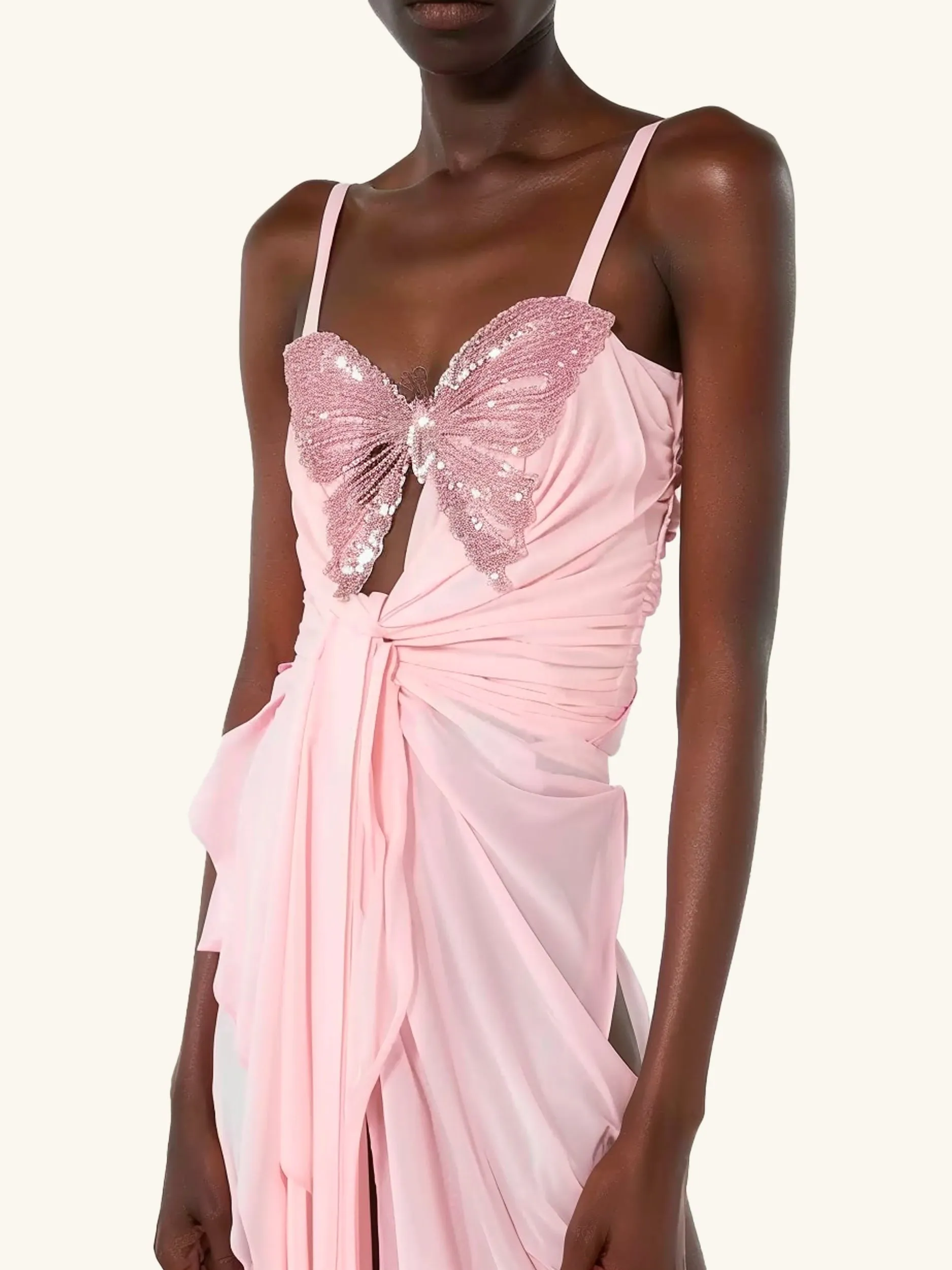 Pink Butterfly Embellished Dress - Pink sold by JW PEI