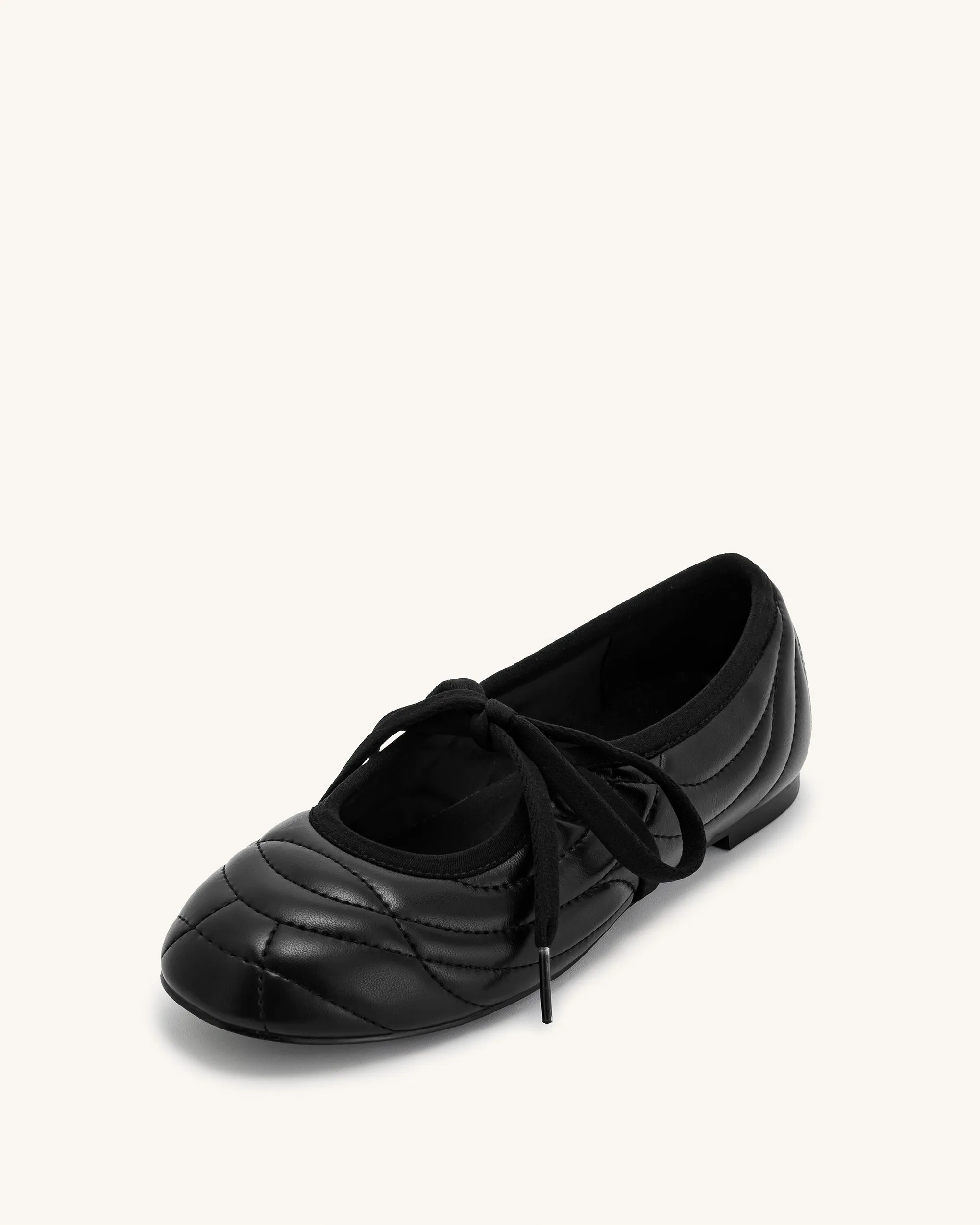 Erika Topstitching lace-up ballet Flats- Black sold by JW PEI product image thumbnail 4
