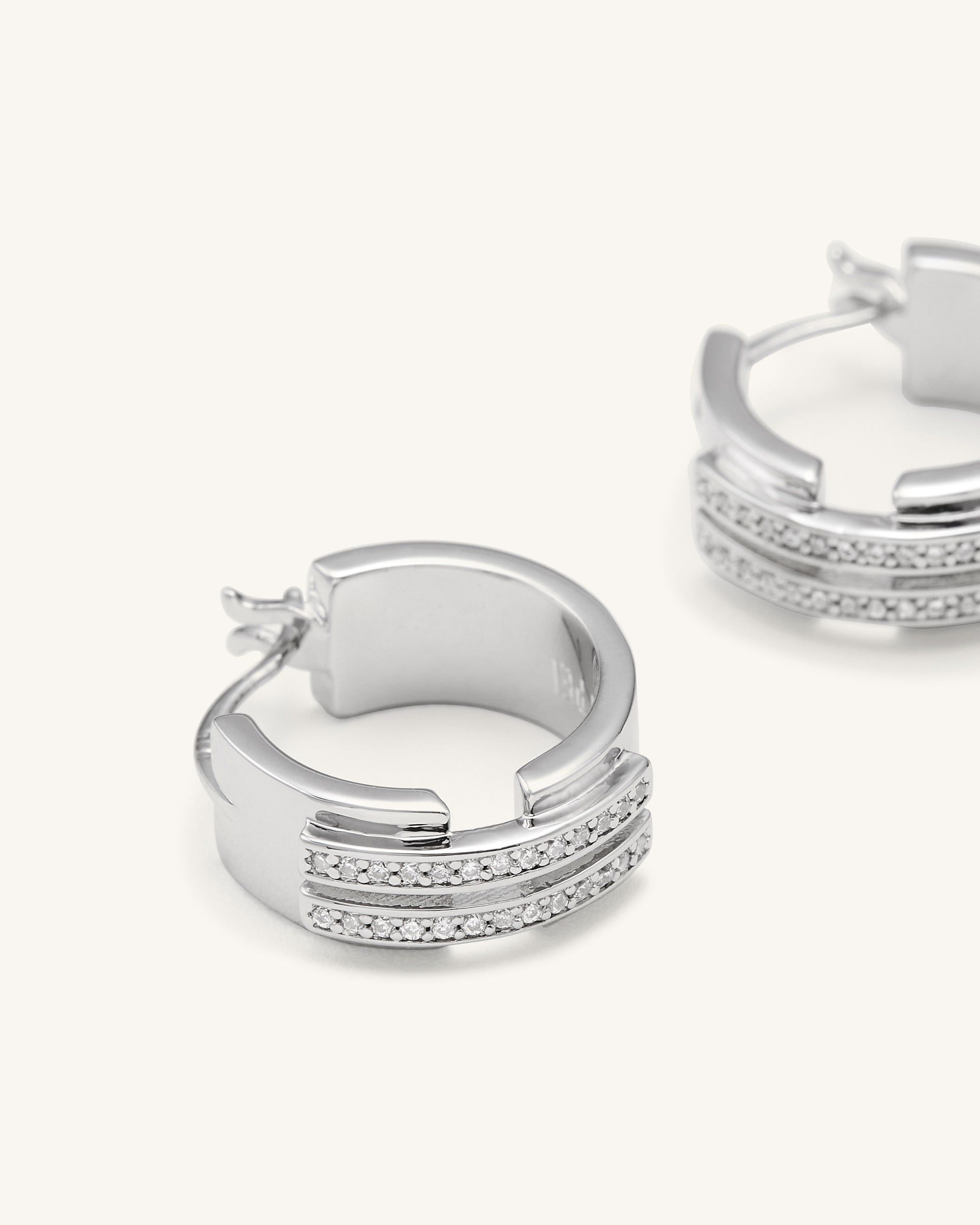 Hoop Earrings - 18ct White Gold Plated & White Zircon sold by JW PEI product image thumbnail 2