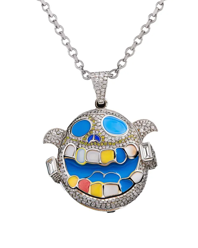 Kiara Smiling Monster Pendant - Silver sold by JW PEI