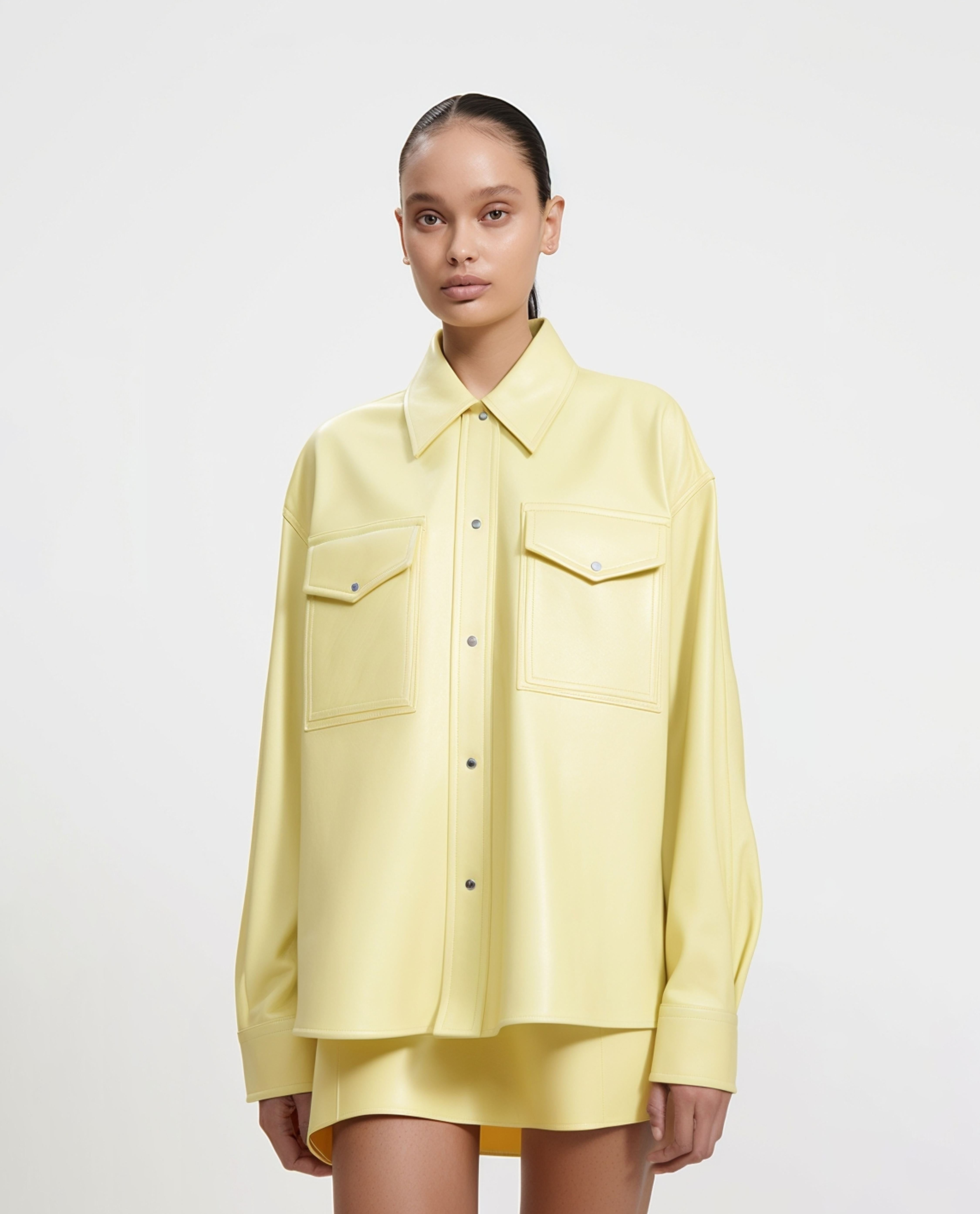 Artificial Vegan Leather Shirt-Light Yellow sold by JW PEI