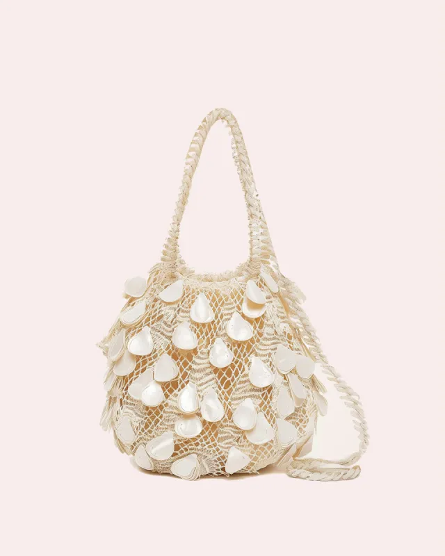 Lila Woven Petal Crossbody Bag - Cream sold by JW PEI