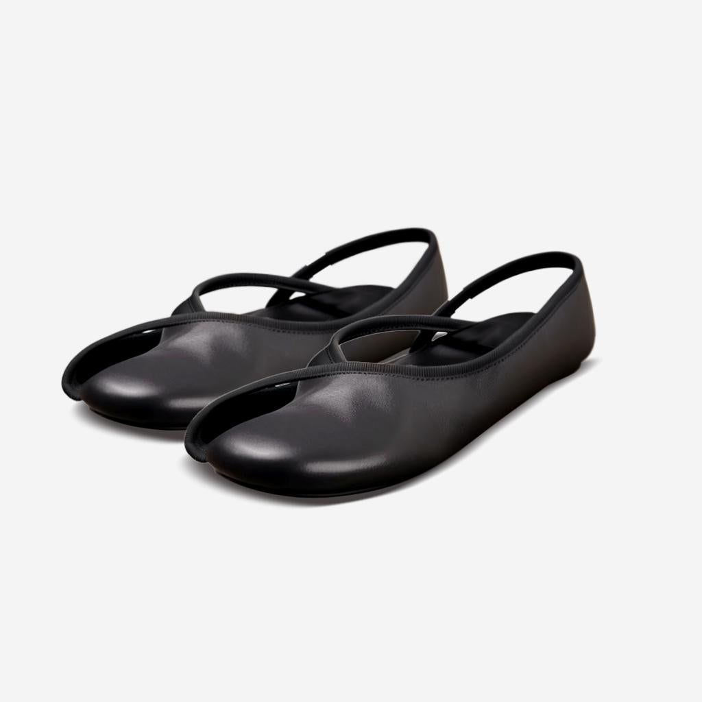 Split-toe Flat Flip Flops - Black sold by JW PEI
