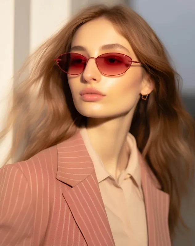 Slender Oval Sunglasses - Red sold by JW PEI