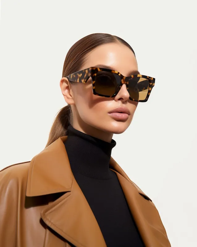 Oversized Square Frame Sunglasses - Brown sold by JW PEI