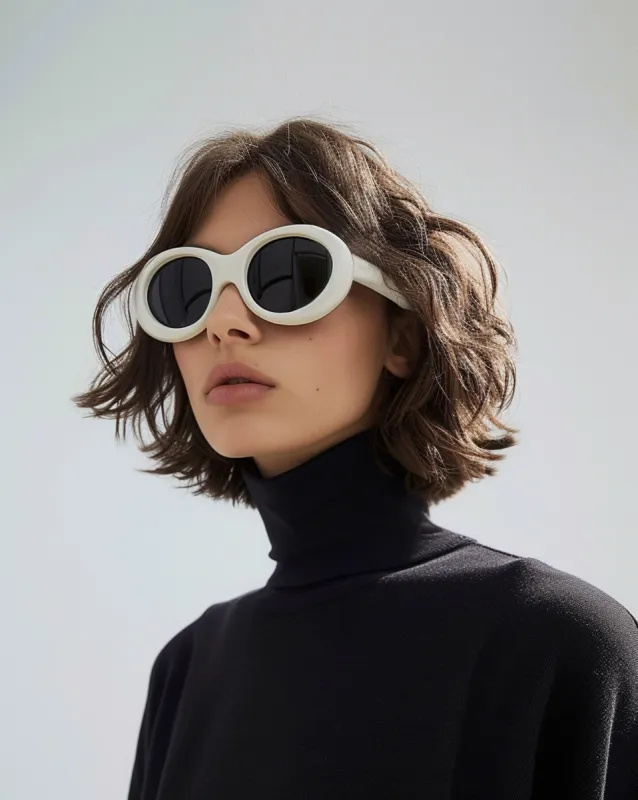 Elliptical Frame Sunglasses - White sold by JW PEI