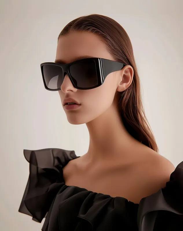 Vena Square Frame Sunglasses - Black sold by JW PEI
