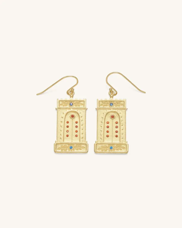 Roman Arch Earrings - 18ct Gold Plated & Multicolor Zircon sold by JW PEI