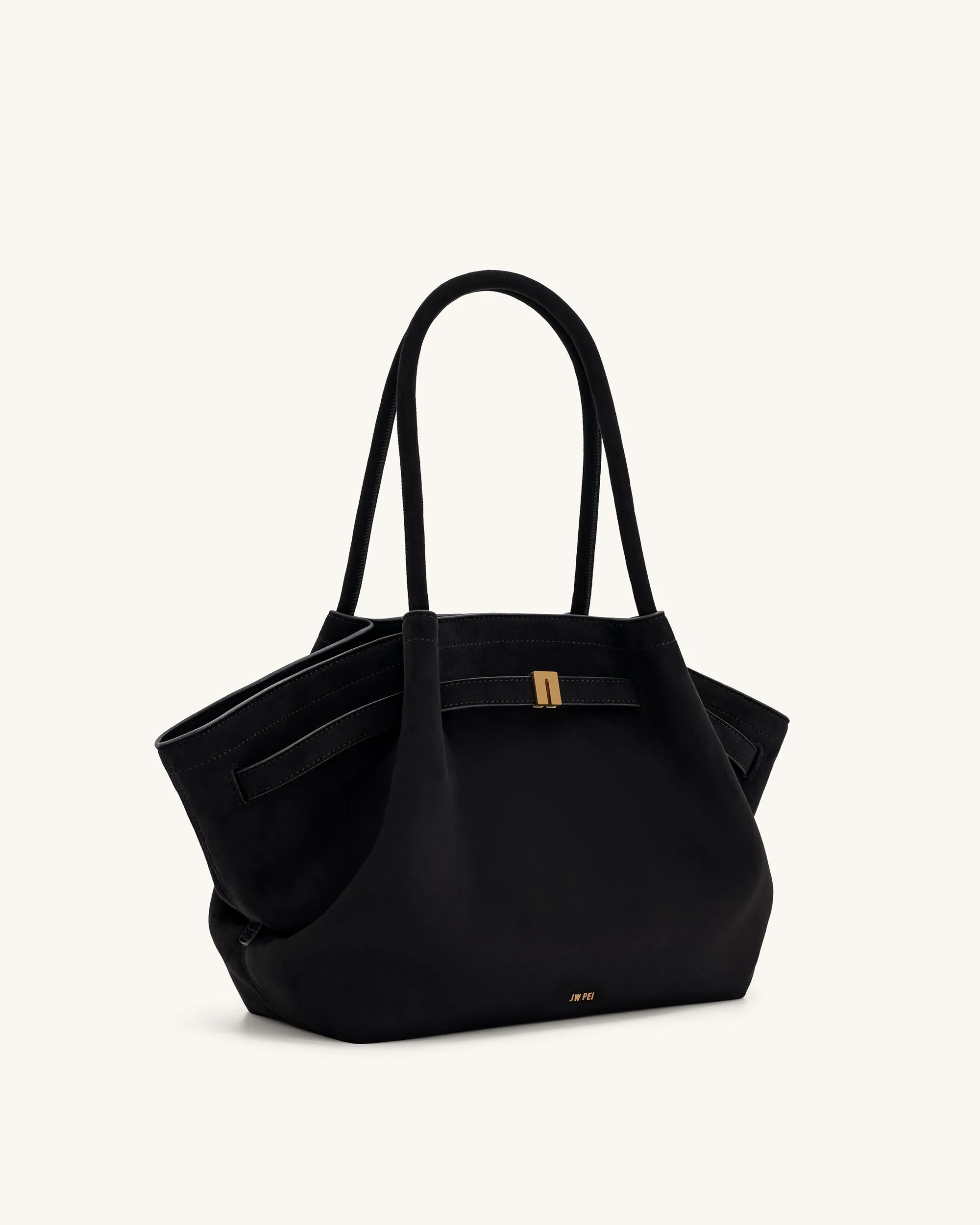 Hana Medium Faux Suede Tote Bag - Black sold by JW PEI product image thumbnail 3
