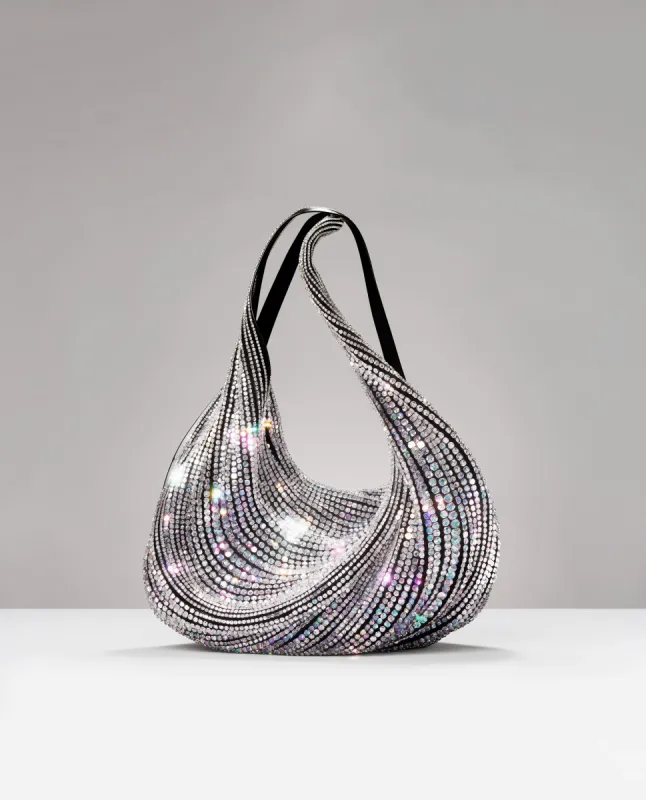 Metallic Beaded Clutch Bag - Silver sold by JW PEI