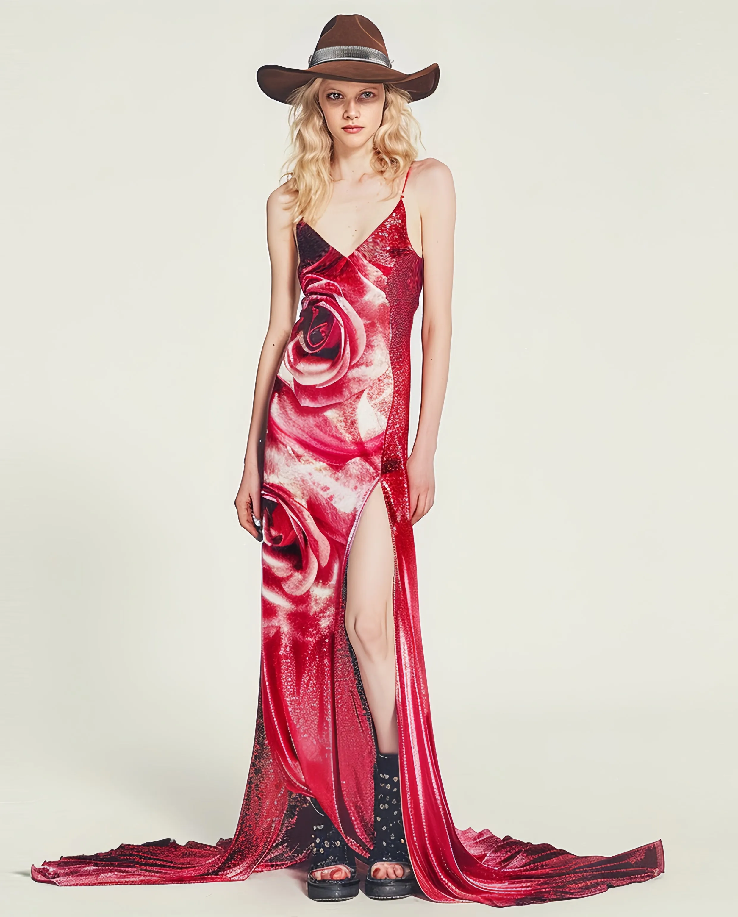 Mia Rose Print Gown - Red sold by JW PEI