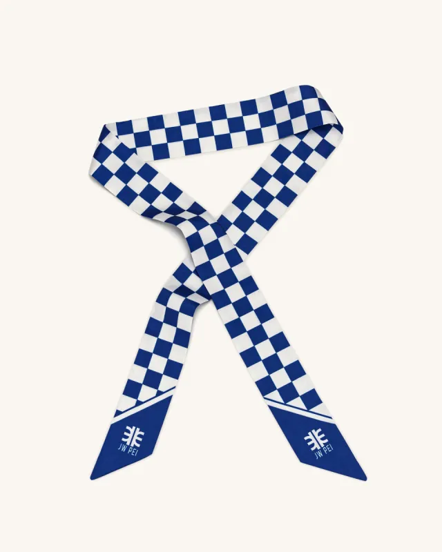 Gradient Checkerboard Faux Silk Twill Scarf - Classic Blue sold by JW PEI