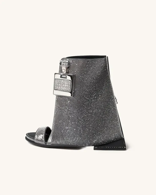 Glitter Open Toe Ankle Boots - Silver sold by JW PEI