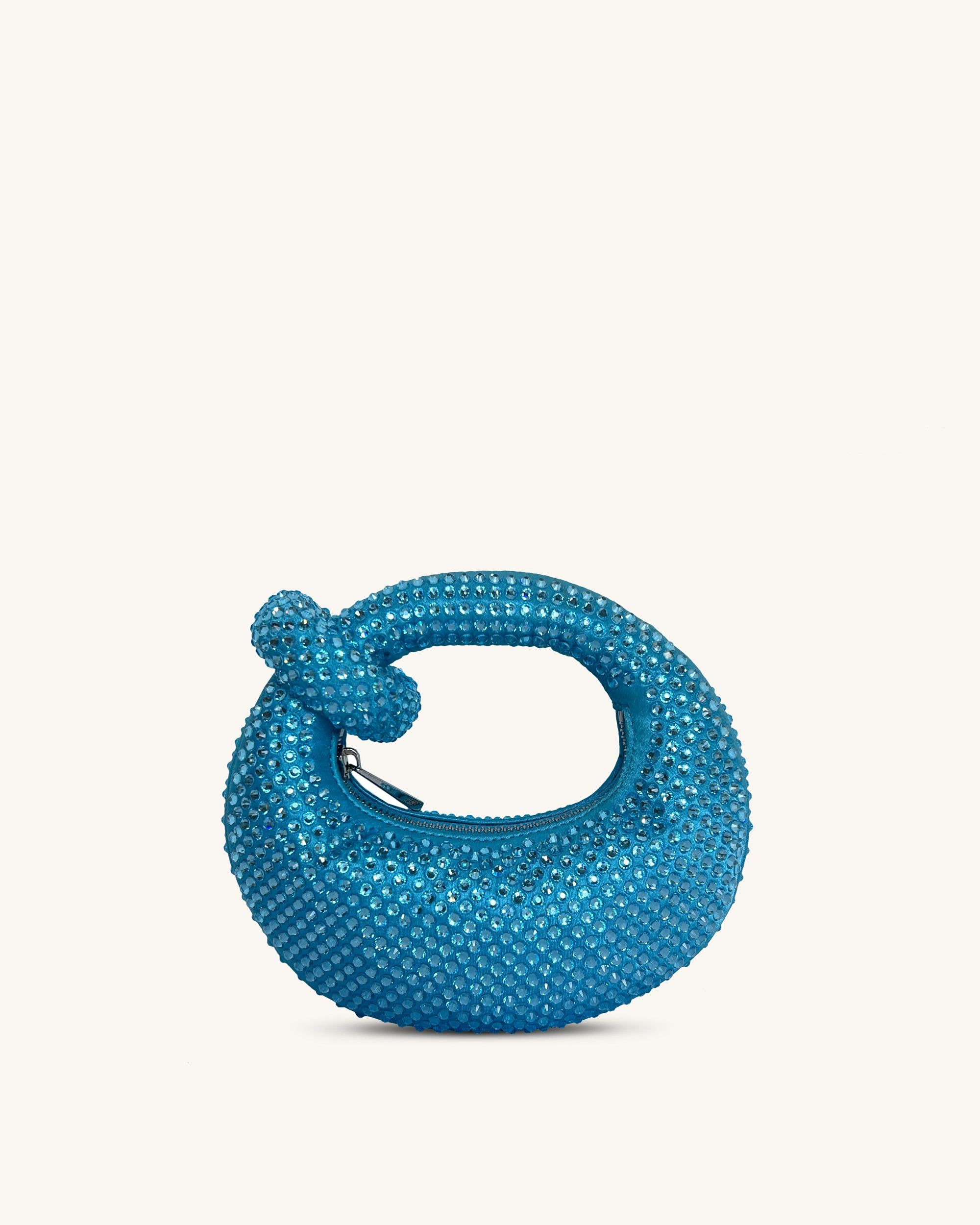 Abacus Artificial Crystal Mini Top Handle Bag - Blue sold by JW PEI