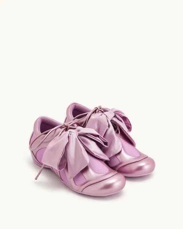 Rosie Metallic Bow Tie Low Top Sneakers - Pink sold by JW PEI