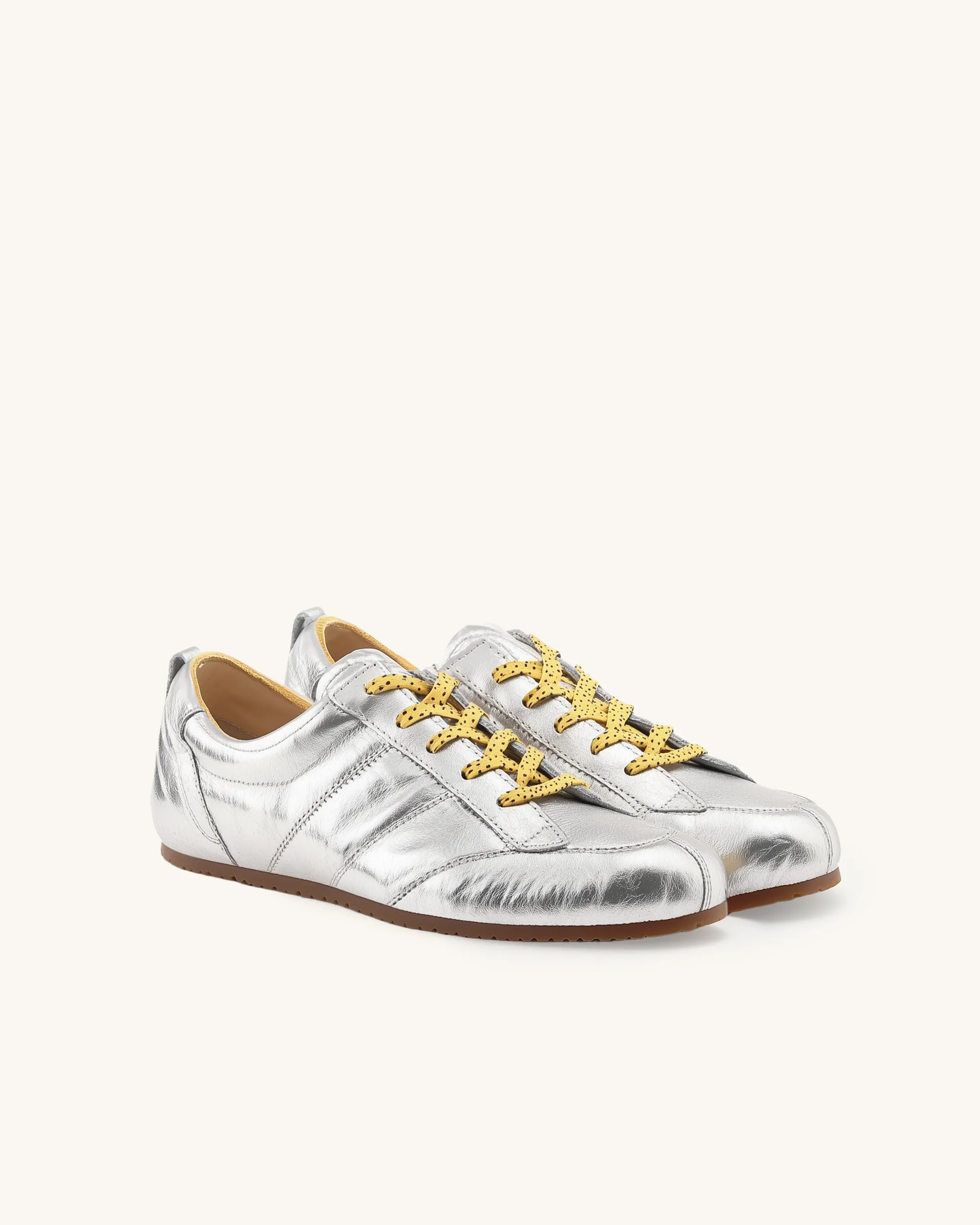 Lily Metallic Leather Sneakers - Silver sold by JW PEI