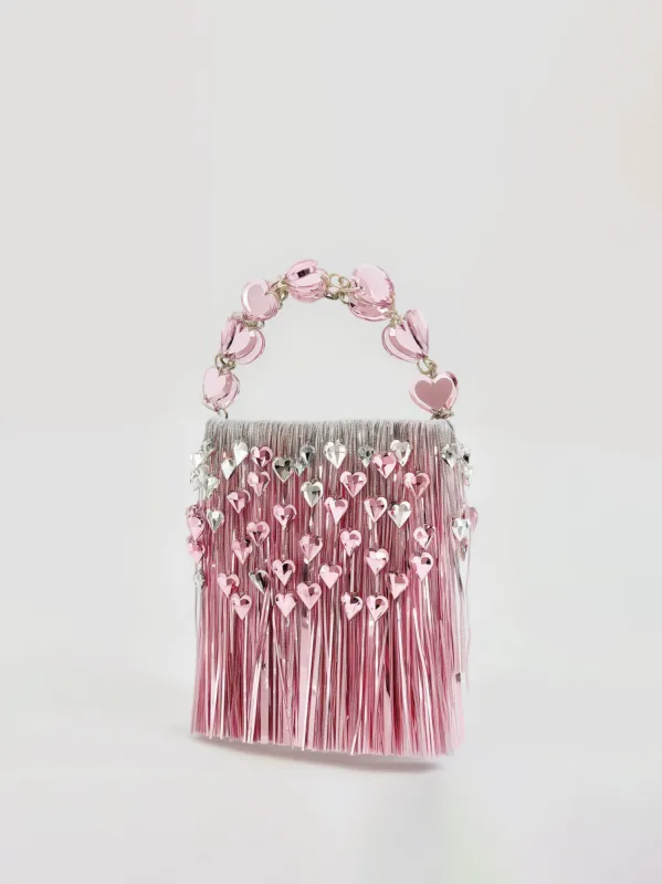 Grace Fringe Heart Bag - Pink sold by JW PEI