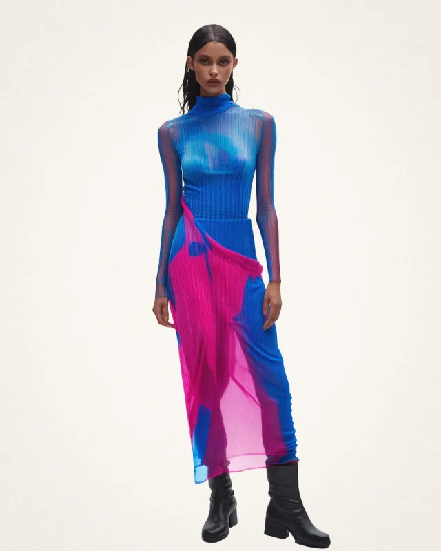 Christina Printed Mesh Dress - Blue/Pink sold by JW PEI