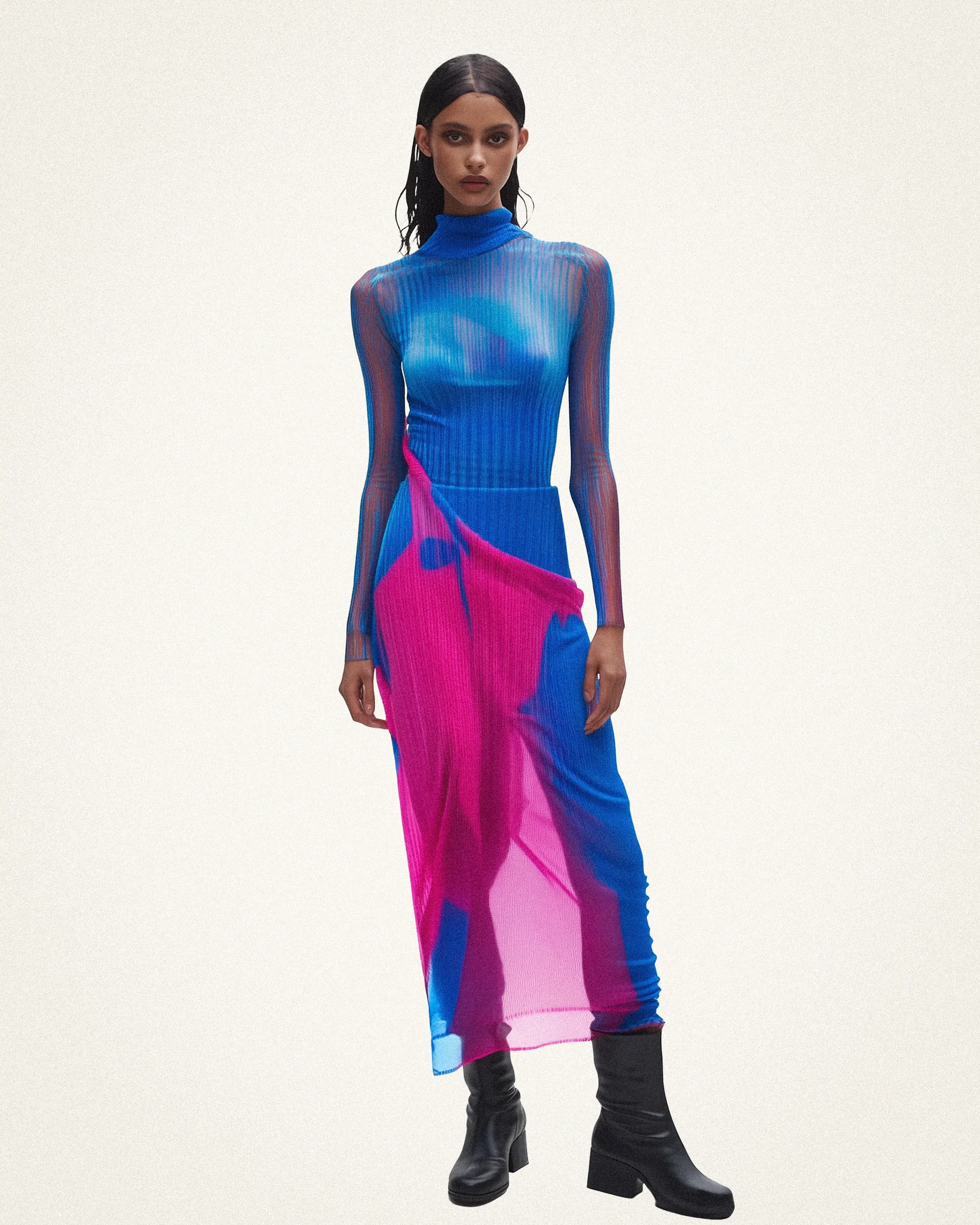 Christina Printed Mesh Dress - Blue/Pink sold by JW PEI