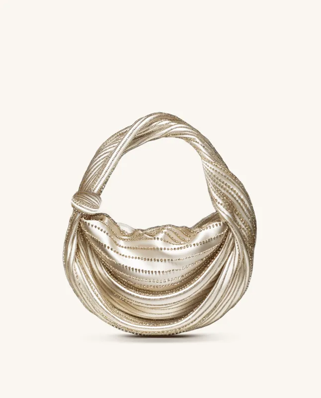 Luxurious Fold Satin Shoulder Bag - Gold sold by JW PEI