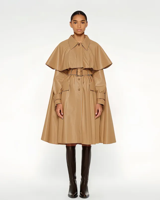 Aria Belted Trench Cape Coat - Tan sold by JW PEI