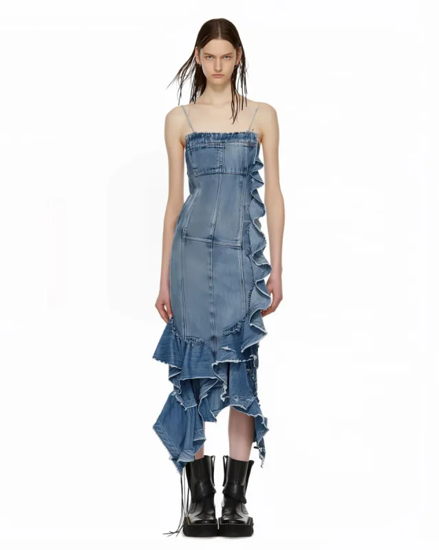 Olivia Asymmetrical Denim Dress - Blue sold by JW PEI