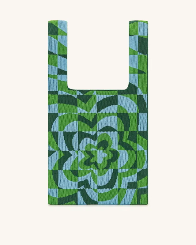 Shea Knitted Tote Bag - Dark Green & Green & Ice made by JW PEI