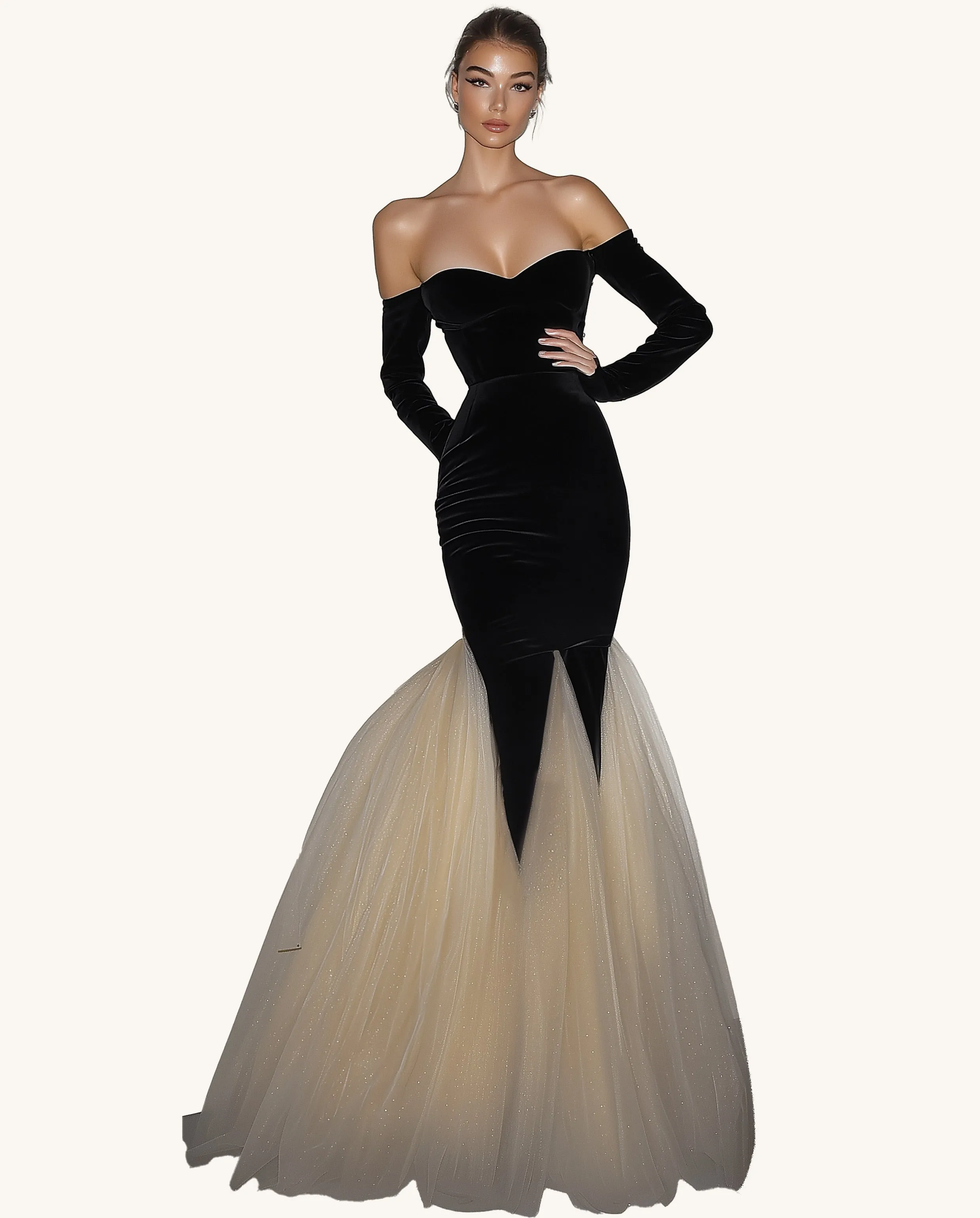 Isabella Velvet Mermaid Gown - Black sold by JW PEI
