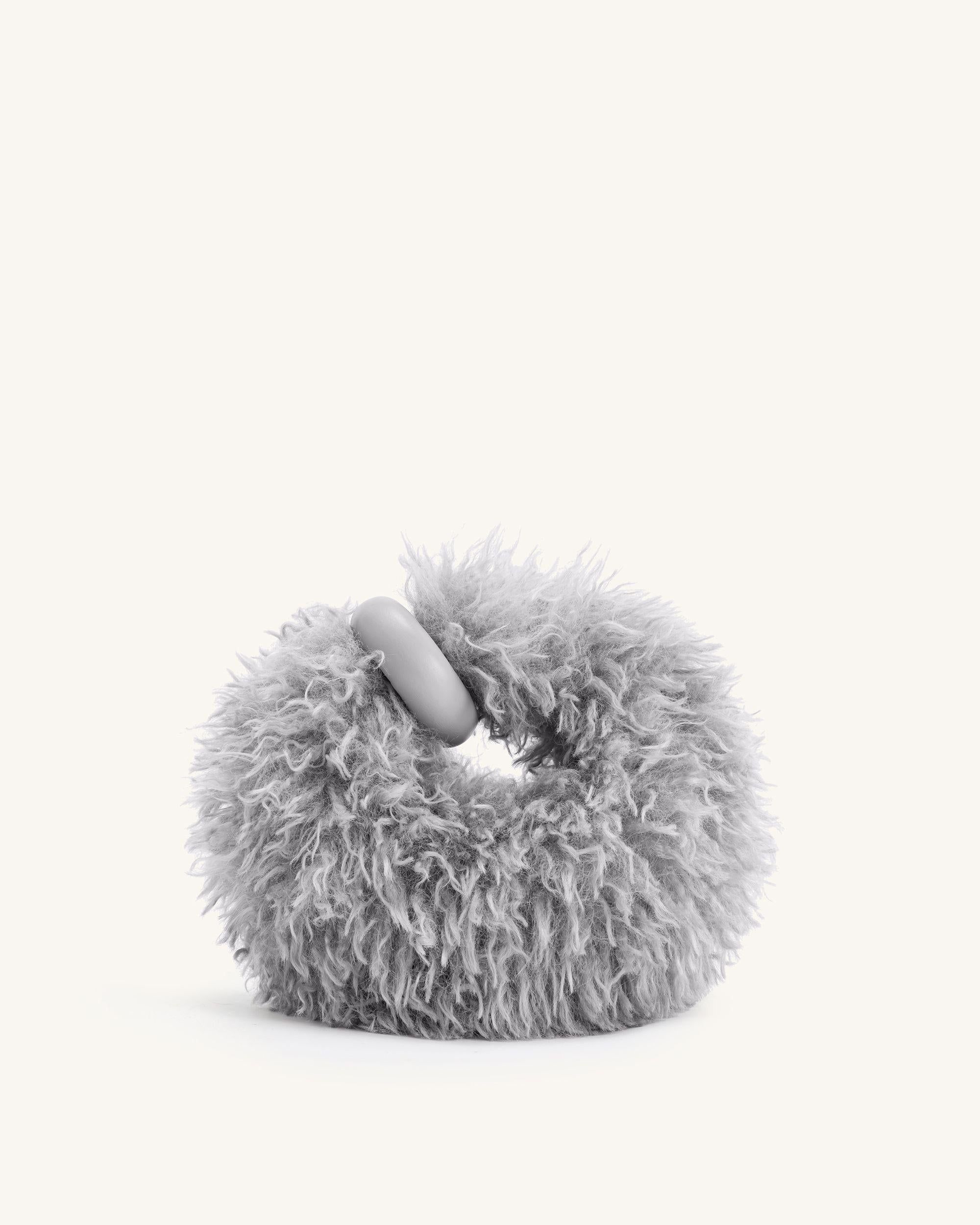 Abacus Faux Fur Mini Top Handle Bag - Gray sold by JW PEI