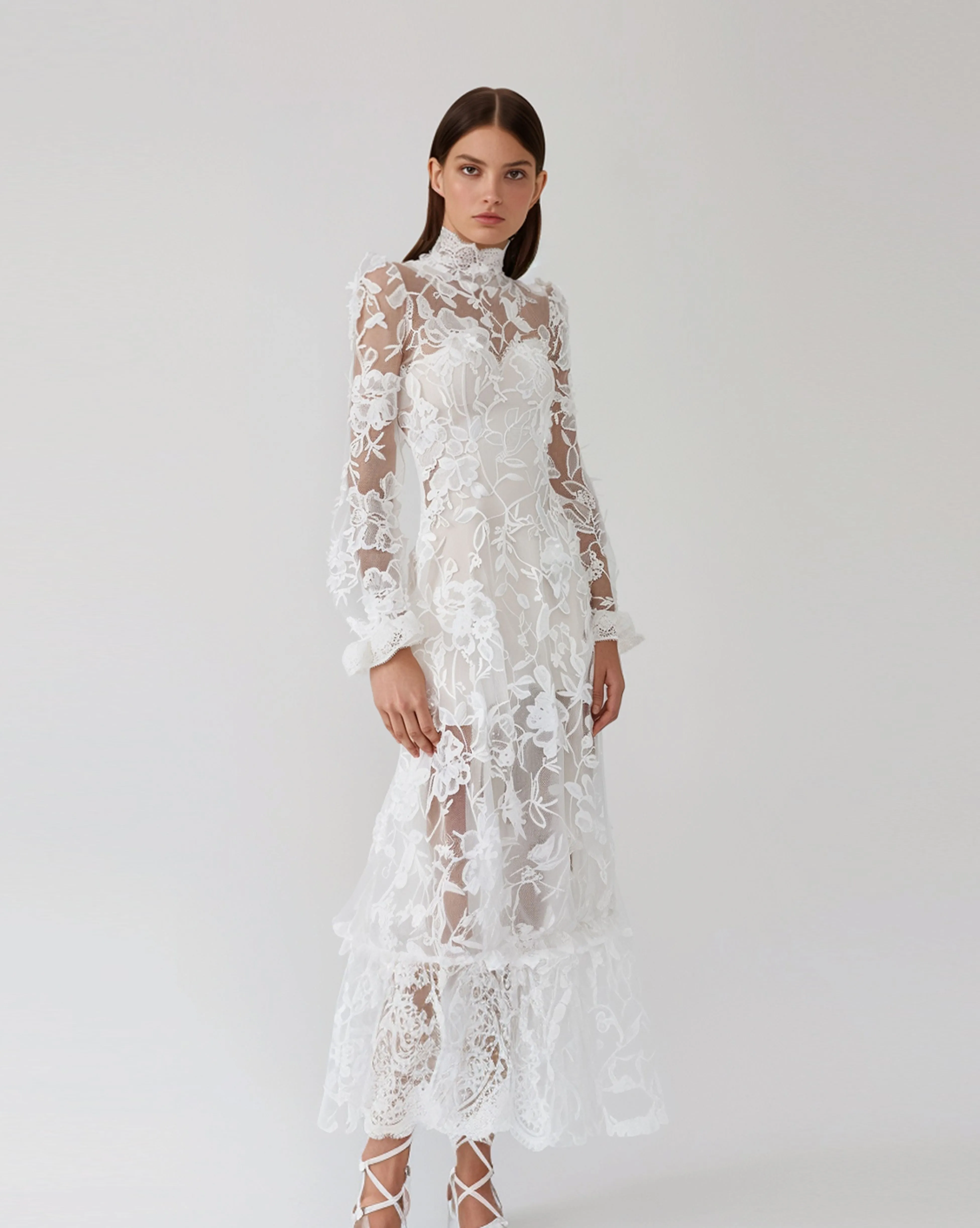 Elegant Lace Midi Dress - White sold by JW PEI