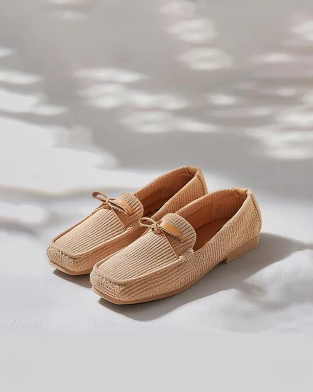 Bow Knit Flats-Light Brown sold by JW PEI