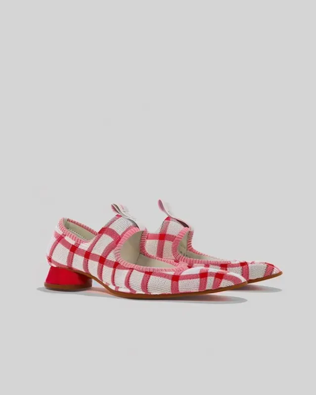 Plaid Knit Flats-Pink sold by JW PEI