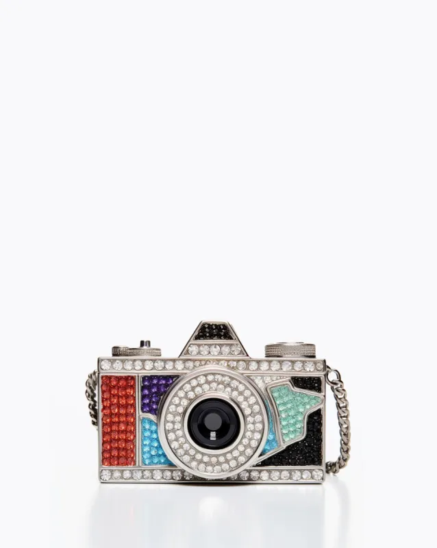 Camera Shape Faux Crystal Clutch - Silver sold by JW PEI