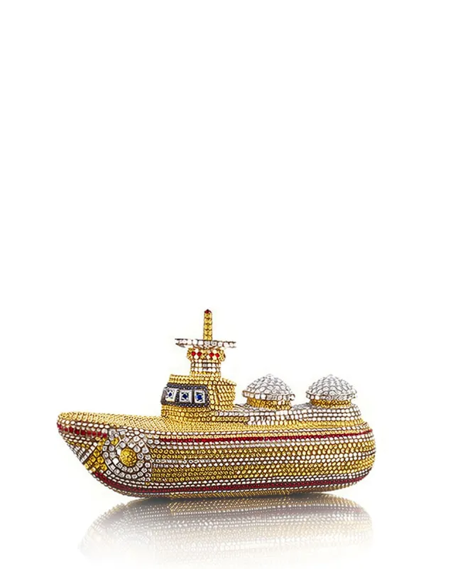 Boat Shape Faux Crystal Clutch - Gold sold by JW PEI