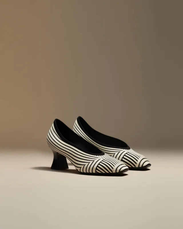 Stripes Fly-knit Pumps-White sold by JW PEI